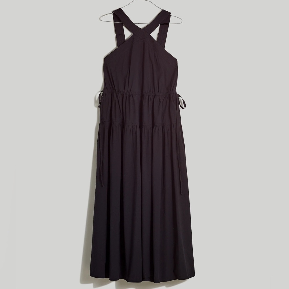 Madewell Poplin Halter Tiered Midi Dress